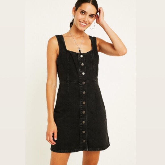 black button up denim dress